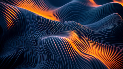 Poster - Flowing waves of vibrant colors create an abstract visual experience in dark background