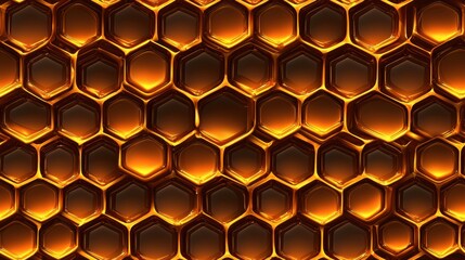 Poster - Intricate Symmetrical Honeycomb Design with Vibrant Golden Colors and Glossy Texture