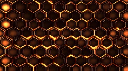 Poster - Symmetrical Honeycomb Design Textured Background with Radiant Warm Colors and Geometric Patterns
