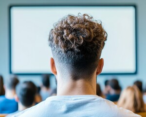 Poster - Engaged Students in Modern University Classroom with Interactive Learning Session