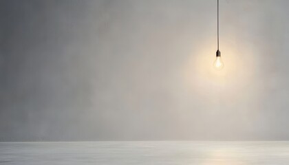 Poster - Single Lightbulb Illuminates Empty Room with Minimalist Aesthetic and Soft Glow for Perfect Calming Ambiance