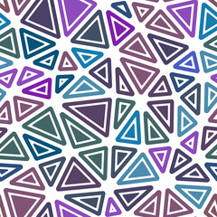 Poster - Mosaic background. Rounded solid shapes in frames. Large triangles size. Multiple colors style. Repeatable pattern. Artistic vector tiles. Seamless vector illustration.