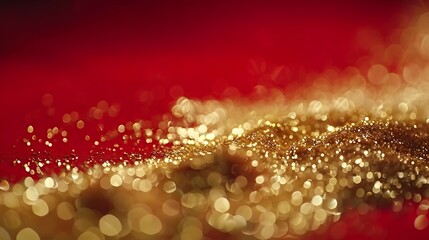 Wall Mural - Gold glitter on red background. (1)