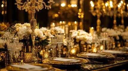 Sticker - Elegant Table Setting with Golden Accents