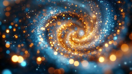 Aufkleber - Bright Abstract Swirls for Hanukkah, Christmas, Diwali Dynamic Blue and Gold Holiday Background
