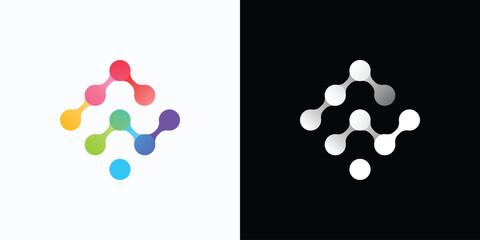 Poster - Letter A and N point connection logo design