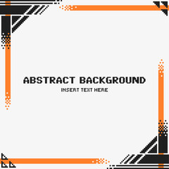 Poster - Pixel Art Style Minimal Digital Grunge Dithered Orange and Black Frame with White Background