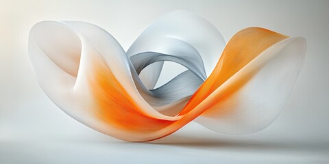 Poster - Abstract flowing design in orange, white, and gray hues.