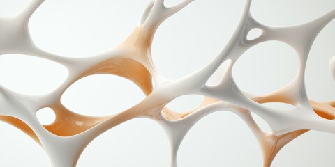 Poster - Abstract organic structure with interconnected openings and soft colors.