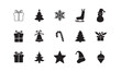 © Prodesignhub - Christmas icons set: festive black silhouettes. Vector clipart for holiday designs.