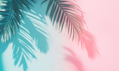 Poster - A vibrant play of palm shadows against a pastel background.