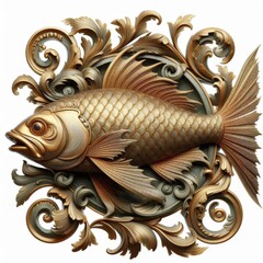 Wall Mural - fish on a white background