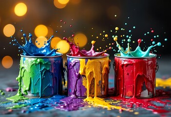 Wall Mural - colored splashes in abstract shape, isolated on white background