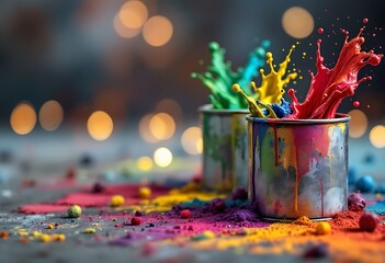 Wall Mural - colored splashes in abstract shape, isolated on white background