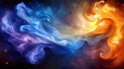 Wall Mural - abstract cosmic swirls of blue and orange energy.