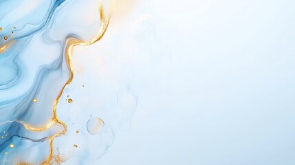 Poster - light blue and gold abstract art design featuring fluid shapes and textures for modern decoration or