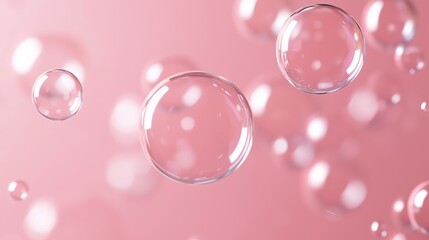 Poster - bubbles rising against a soft pink background create a serene, dreamy atmosphere in this abstract co