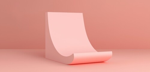 Soft pink cardboard display stand, quarter-turned, shown isolated for design use on a light backdrop.