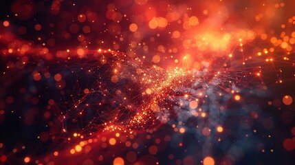 Poster - abstract background with a network grid and particles connected