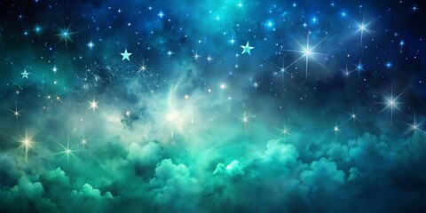 Wall Mural - Celestial Dreamscape A Night Sky Filled with Sparkling Stars and Glimmering Clouds