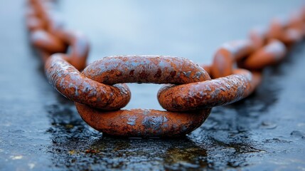 Poster - Rusty Chain Link Close Up Metal Corrosion Texture Strength Industrial