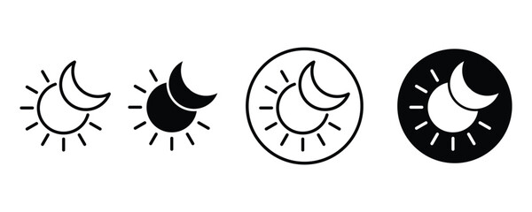 Poster - Eclipse icon flat line symbol set. Solar or moon eclipse vector icon for UI designs.