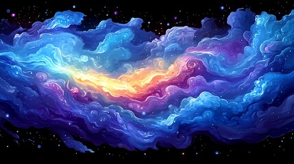 Wall Mural - vibrant nebula swirls in cosmic space.