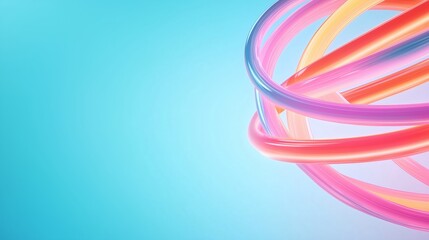 Poster - colorful abstract design with swirling rings against a soft blue background