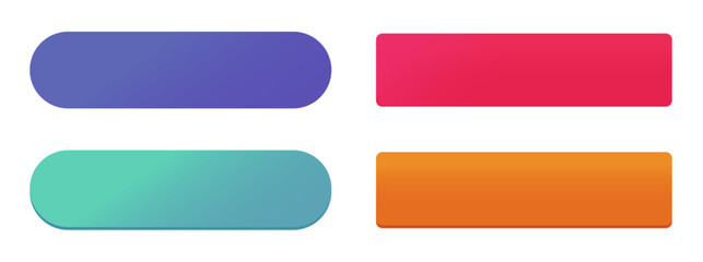 Leinwandbilder - Action button web templates icon vector simple graphic flat illustration set, rectangle and rounded ui ux interface elements empty blank orange red blue green purple color minimal modern image clipart