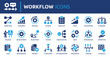 © Icons-Studio - Workflow icon set. Containing process, planning, progress, scheme, management, diagram, flowchart and more. Solid vector icons collection.