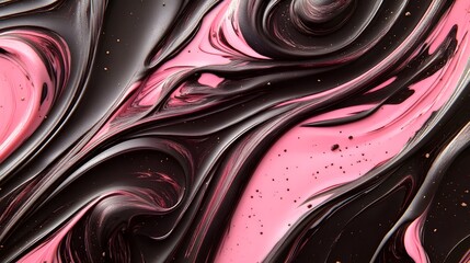 Poster - A vibrant abstract background showcasing fluid swirls of pink and black colors