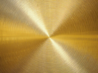 Wall Mural - shiny circular brushed brass texture. radial polished gold metallic surface abstract background