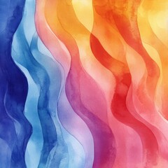 Poster - Captivating abstract watercolor gradient background showcasing a harmonious blend of vibrant playful colors and dynamic wavy patterns  The composition creates a retro