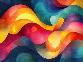 Poster - abstract background featuring vibrant watercolor swirls retro inspired color gradients and playful organic patterns in a contemporary digital style
