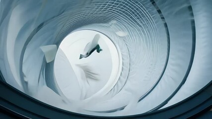 Wall Mural - Abstract view of a circular vortex with flowing papers in soft tones.