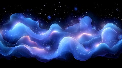 Wall Mural - abstract blue nebula cosmic swirls and starlight.