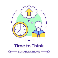 Poster - time to think multi color concept icon. offering flexible timing for students with needs. special ed