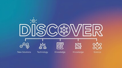 Thin line flat design banner for DISCOVER web page