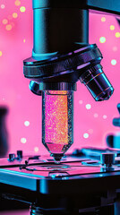 Poster - Colorful Microscope Lens with Vibrant Background for Scientific Exploration