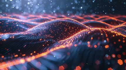 Poster - Tech Data Particles - Abstract Background with digital waves technology background.