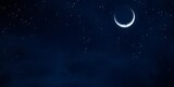 Mystical night sky background with half moon and stars wedding invitation card vector illustration, half moon, moon