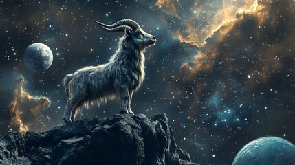 Wall Mural - Capricorn constellation as a proud sea-goat