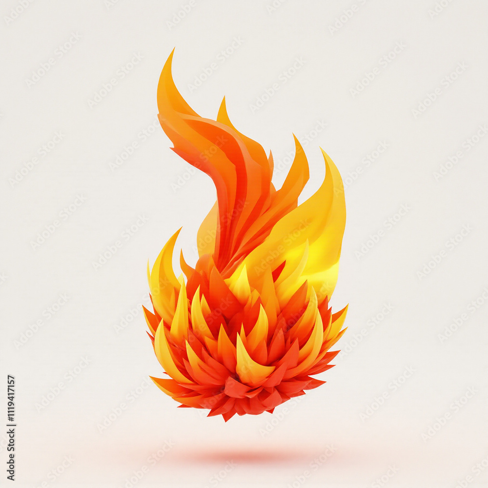 Set of 3D fire flame icons with burning red-hot sparks, isolated on a ...