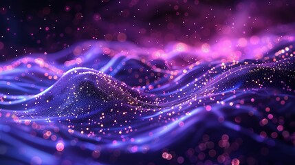 Poster - Tech Data Particles - Abstract Background with digital waves technology background.