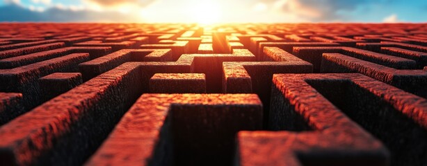 Aufkleber - Exploring the intricate maze at sunrise nature landscape outdoor low angle view
