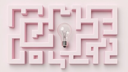 Aufkleber - Solving the maze of ideas innovative light bulb concept abstract environment digital art