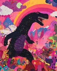 Wall Mural - Godzilla, Cartoon - bunte Farben