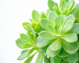 Poster - Lush green succulent plants in bright indoor environment close-up photography