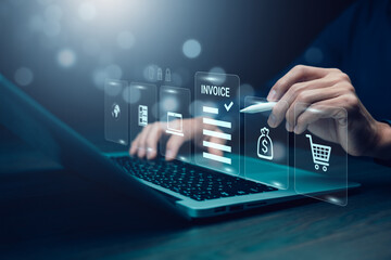 Wall Mural - digital e-invoice and statement software for online transactions.payment and billing invoices busine