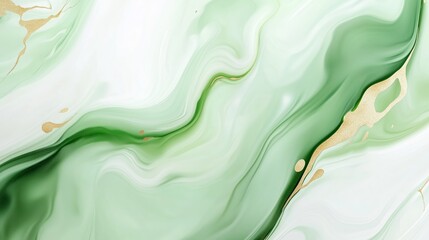 Poster - abstract green and gold marbled texture creating a serene and elegant background for various design 